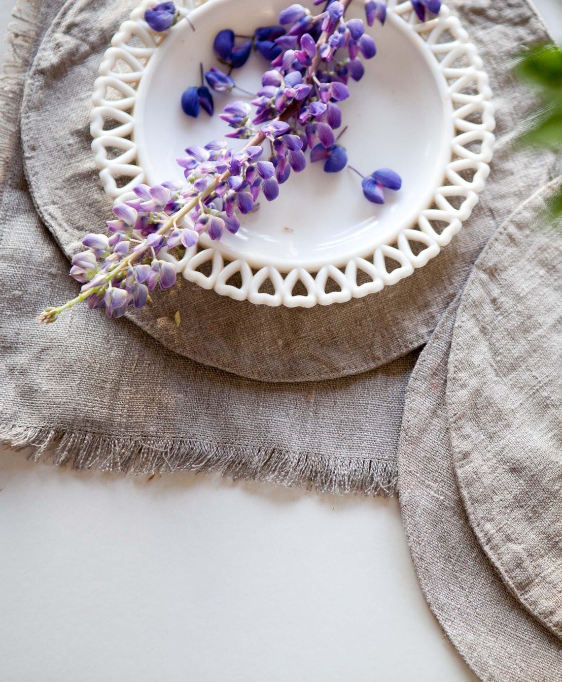 Large Round Placemats Set Burlap Placemats Round Table Place Etsy