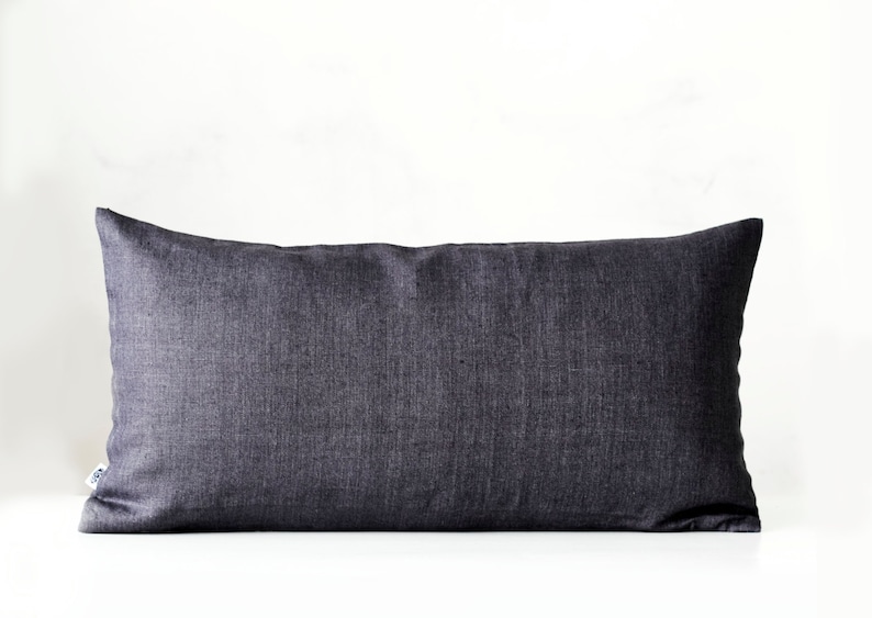 Lumbar pillow cover, Gray long lumbar, ticking pillow cover, ticking lumbar pillowcase, lumbar cushion for home decor, custom size lumbar image 5