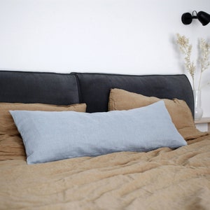 Light Blue pillow cover, lumbar pillowcase, long lumbar cover, 36x14 lumbar with hidden zipper blue gift handmade room decor image 7