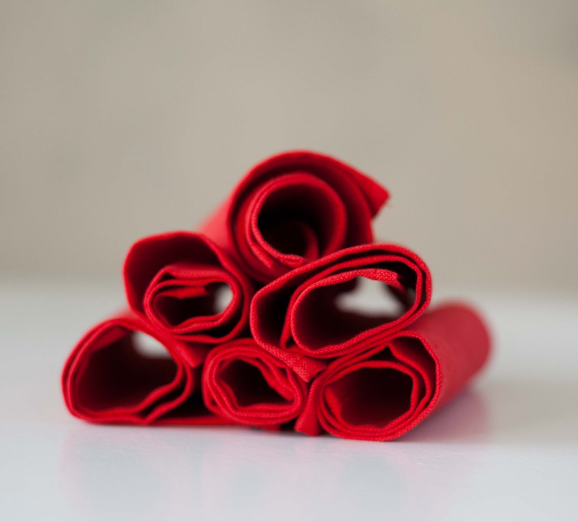 Red linen napkins bulk cloth napkins table red decor Etsy