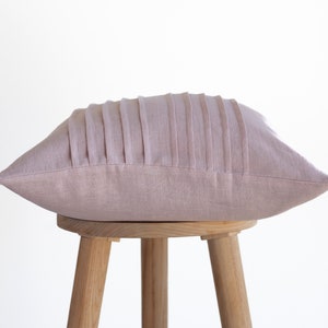 Blush Pink Linen Throw Pillow Cover: Handmade Ticking Stripe 20x20
