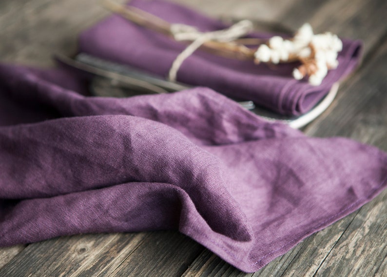 Purple Cloth Napkins Stonewashed Linen Napkins Purple Linen Etsy