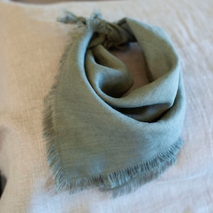 Linen bandana, square linen scarf, women bandana, sage green linen bandana, dog bandana image 6