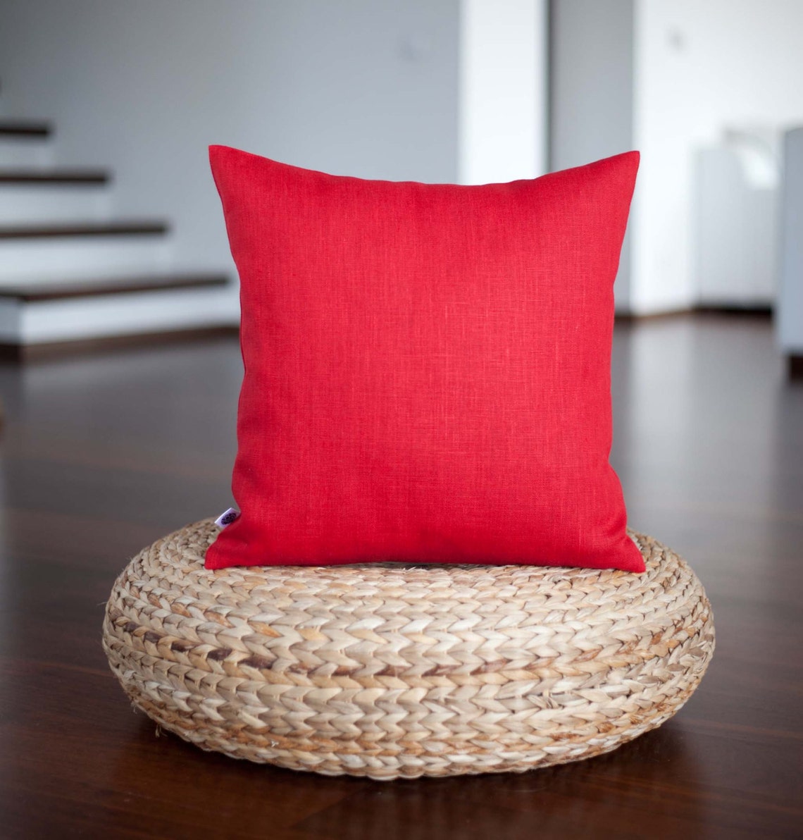Red Pillow Cover Linen Pillows Red Decorative Pillow Case Etsy