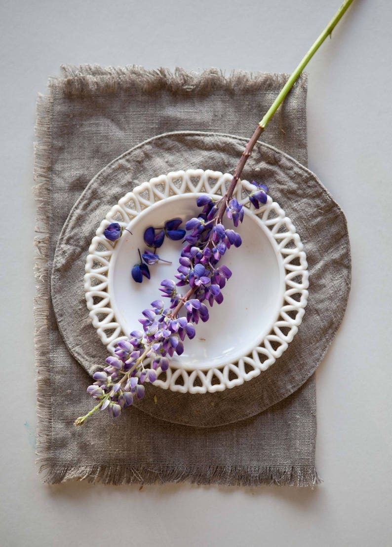 Round Placemats Black Linen Placemat Set Cloth Round Etsy