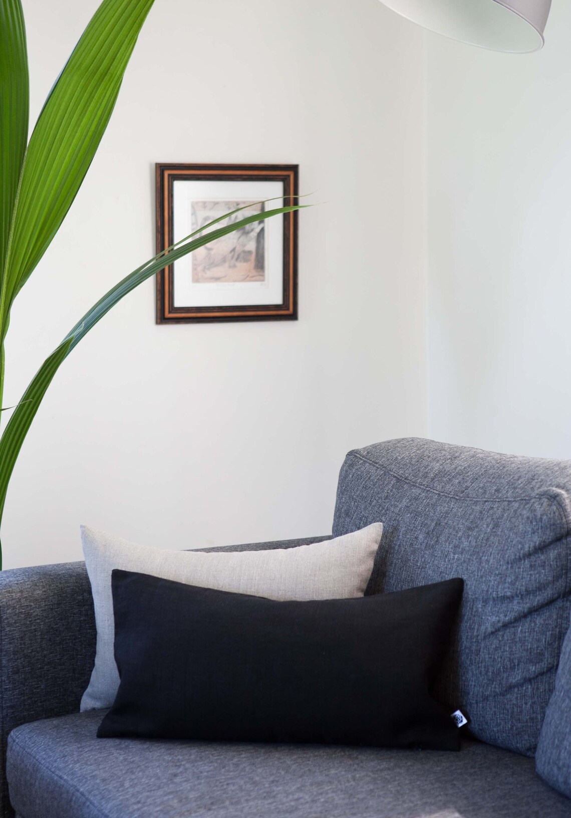 Black Lumbar PILLOW COVER Long Linen Lumbar Black Body Etsy