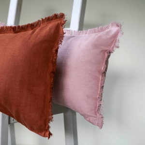 Orange long lumbar pillow cover, rust lumbar pillow case for room decor Housewarming gift HANDMADE image 5