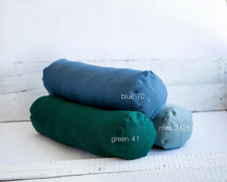 Blue Bolster pillow COVER bolster cushion case linen Etsy