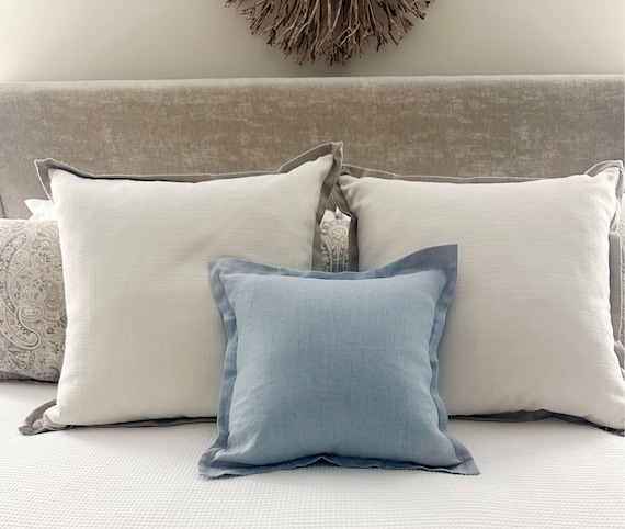 Dusty blue pillow, linen bedding, throw pillow, linen sham, oxford