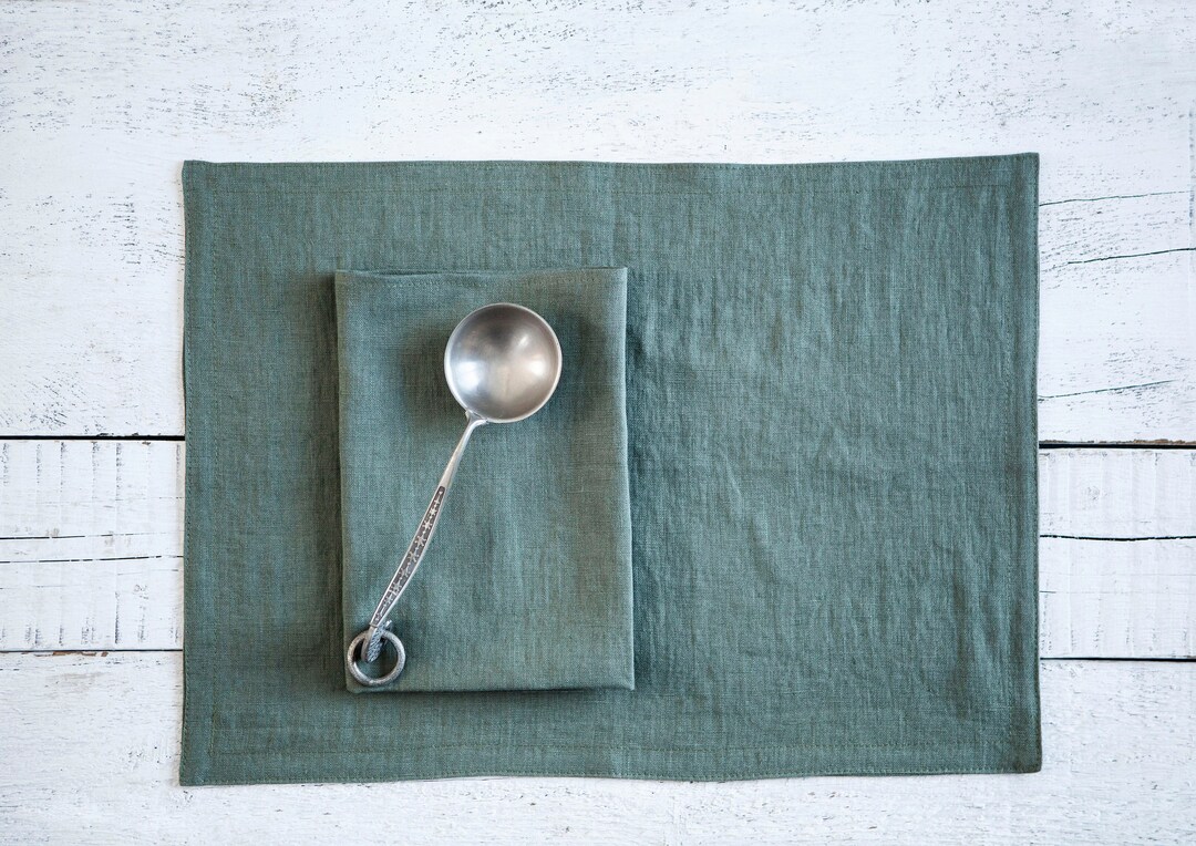 Sage Green Linen Placemats Green Placemats Table Placemats Etsy