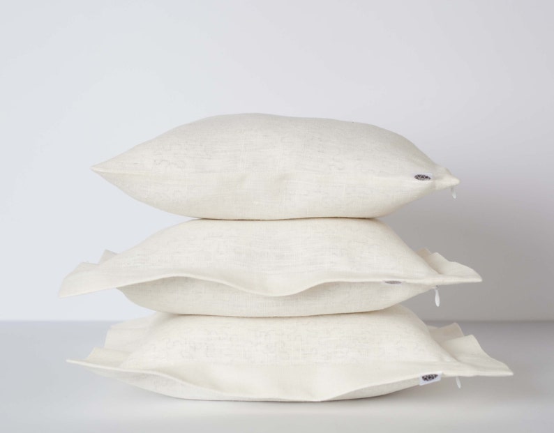 White throw pillow cover off white decorative pillows linen Etsy