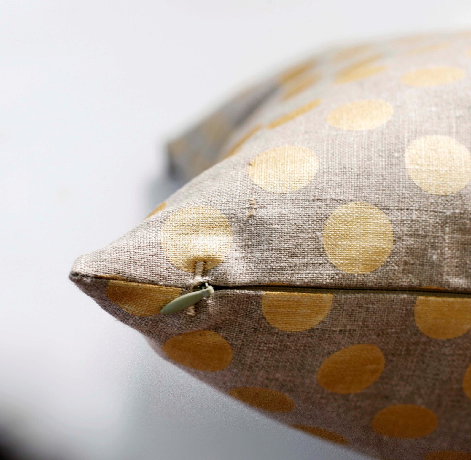 Linen gray pillow cover with gold print dots decorative Etsy