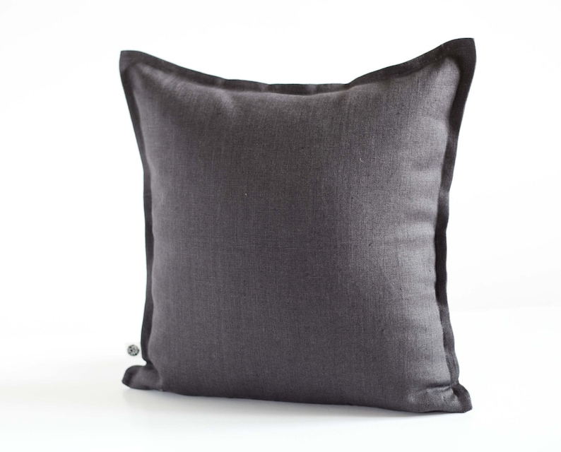 Dark Gray Pillow Cover European Sham From Natural Linen Etsy Canada