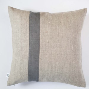 Decorative color block pillow cover, gray line linen pillow, square pillowcase