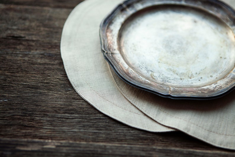 Round Placemats Linen Placemats Beige Placemat Set Custom Etsy