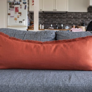 Orange long lumbar pillow cover, rust lumbar pillow case for room decor Housewarming gift HANDMADE image 6
