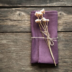 Multi color set of napkins, Cloth linen napkin set of burnt orange green and violet, classic size 18x18 inch image 10