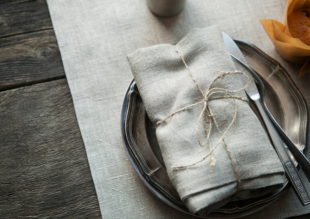 Linen Napkins- Set of 4-6-8 Washed natural linen napkins 16.5''x16