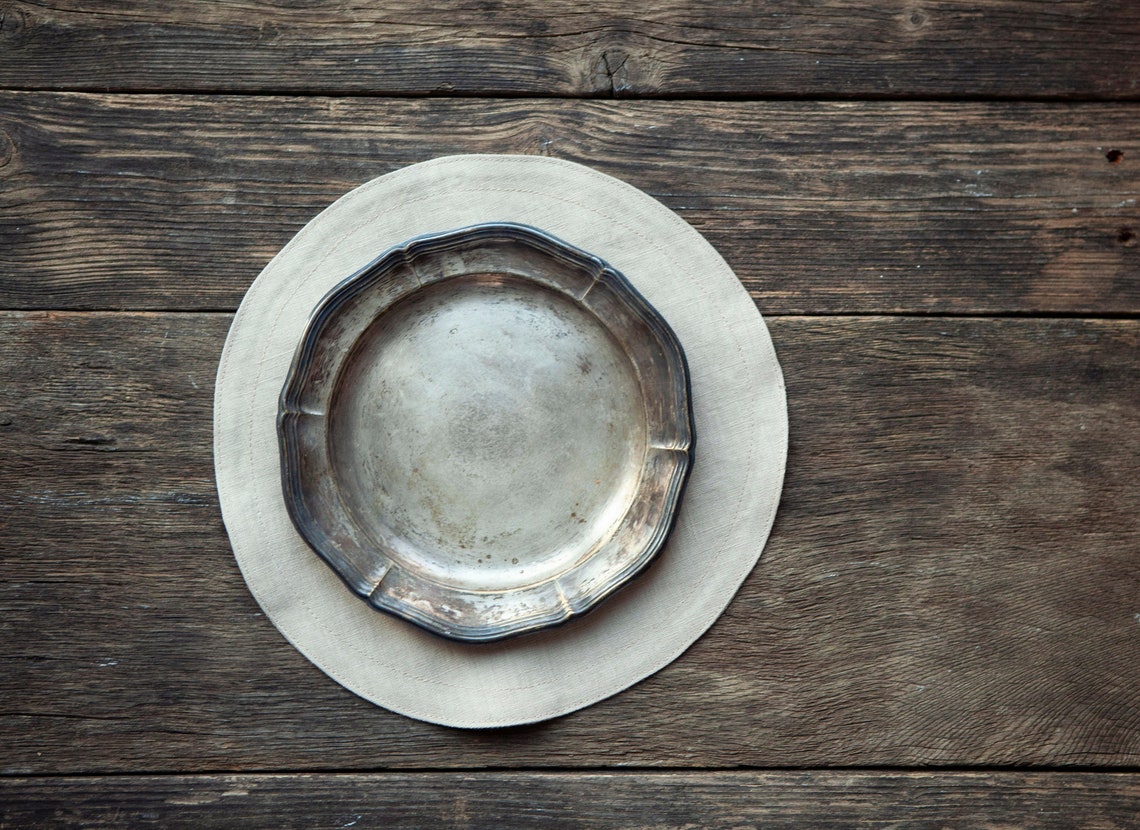 Round Placemats Linen Placemats Beige Placemat Set Custom Etsy