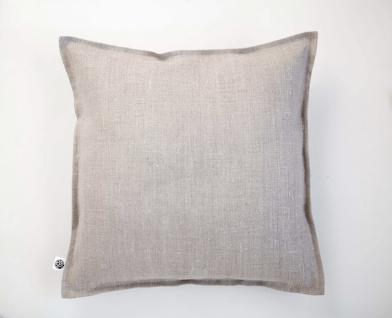 Linen throw pillow - pillow cover - pillowcase - decorative pillow from natural linen - pillow with edging around - cushion case - 0418