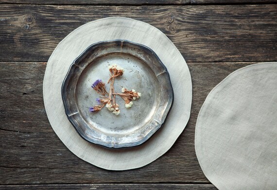 Round Placemats Linen Beige Placemat Set Custom Denmark Round Placemats Linen Beige, Round Linen Placemats