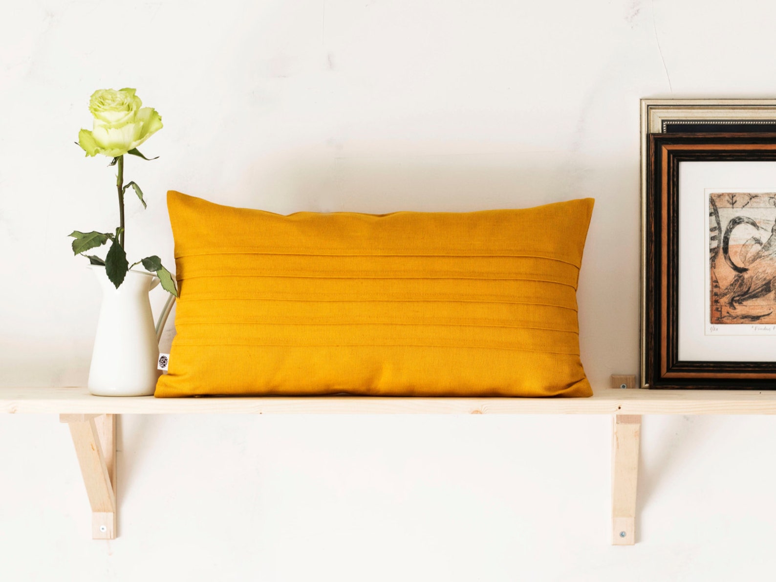 Yellow Lumbar Pillow Cover Scandinavian Style Decorative Etsy