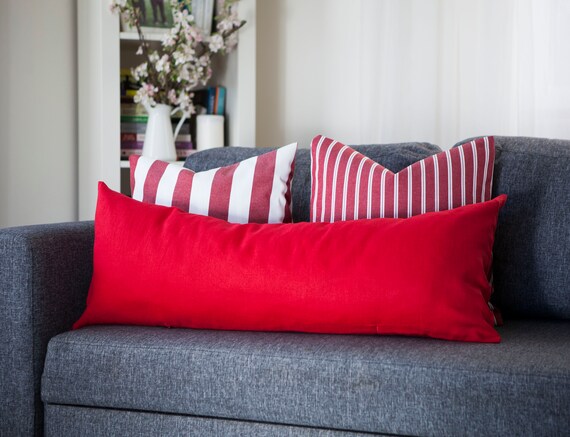 Red Long lumbar pillow cover Bright red Red lumbar pillow | Etsy