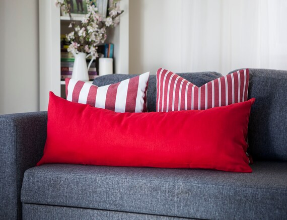 red lumbar pillow