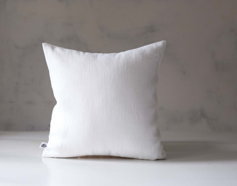 White throw pillows White linen pillow cover White throw pillow for home decor Classic pillowcase for decorative pillows White euro sham image 2