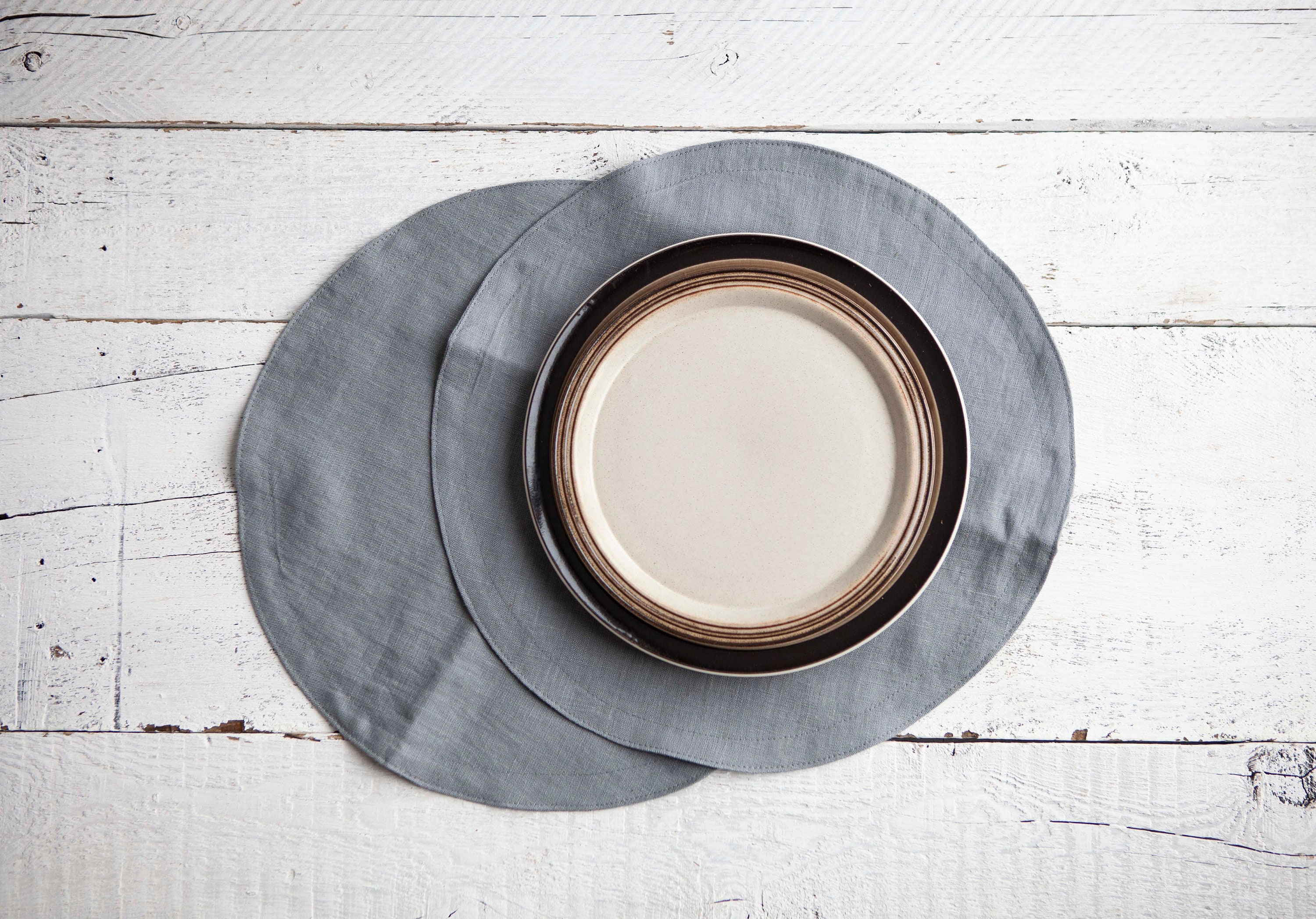 Gray Round placemats linen round placemats natural linen Etsy