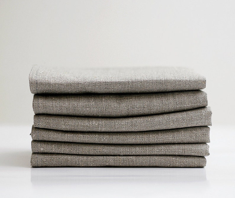Washed rough linen napkins set of 6 Natural linen napkin bulk Cloth napkins Rustic farmhouse decor image 5