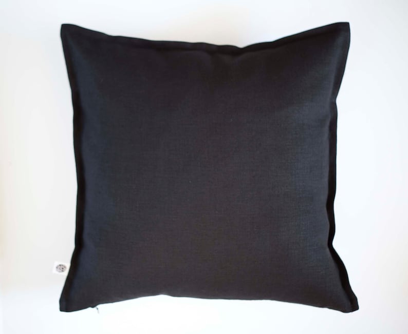linen black pillowcase black cushion cover Black pillow cover