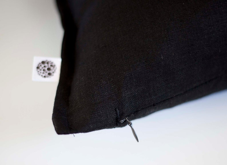 linen black pillowcase black cushion cover Black pillow cover