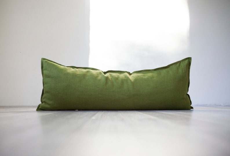 Green long lumbar pillow cover Forest green throw pillow Etsy