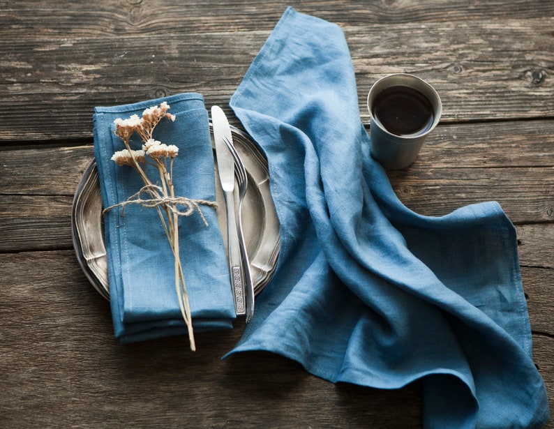 Stonewashed linen napkins, Softened cloth napkins bulk or in set, 25 colors available, classic size 18x18 inch image 3