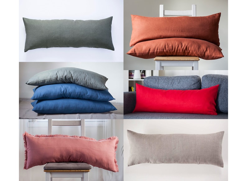 Custom Color Long Lumbar Pillow COVER Custom Size Lumbar Etsy