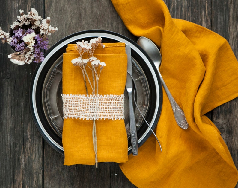 Stonewashed linen napkins, Softened cloth napkins bulk or in set, 25 colors available, classic size 18x18 inch image 6