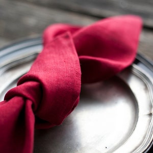 Red linen napkins, cloth napkins, napkins bulk, Christmas napkins image 2