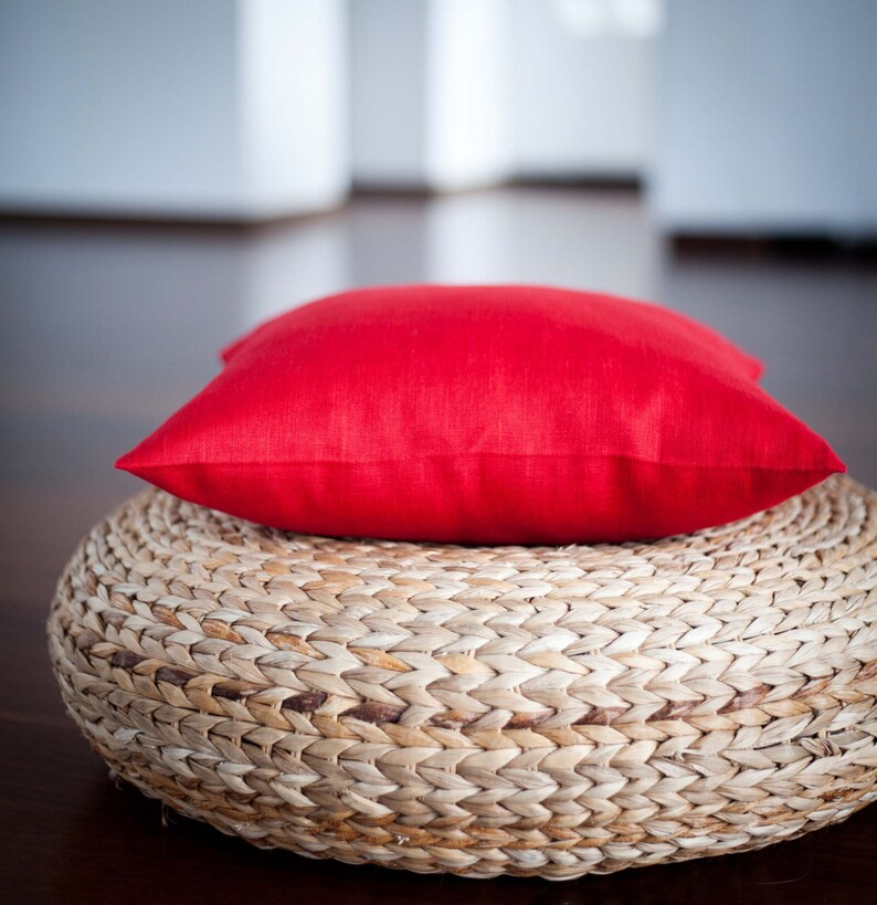 Red Pillow Cover Linen Pillows Red Decorative Pillow Case Etsy