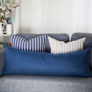 blue lumbar throw pillow