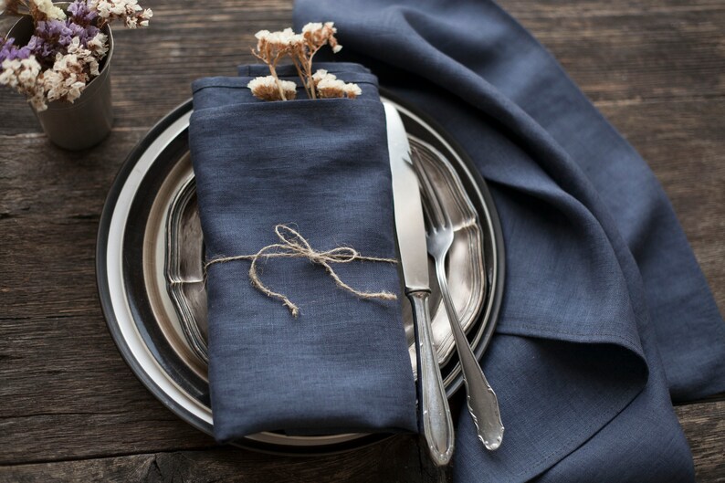 Dark Gray Linen Napkins Stonewashed Napkins Bulk Many Colors Etsy