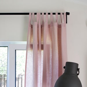 Home curtains panel, Linen curtain panel, Dressing room curtain, pink curtains, tab Top linen curtains, custom size curtain