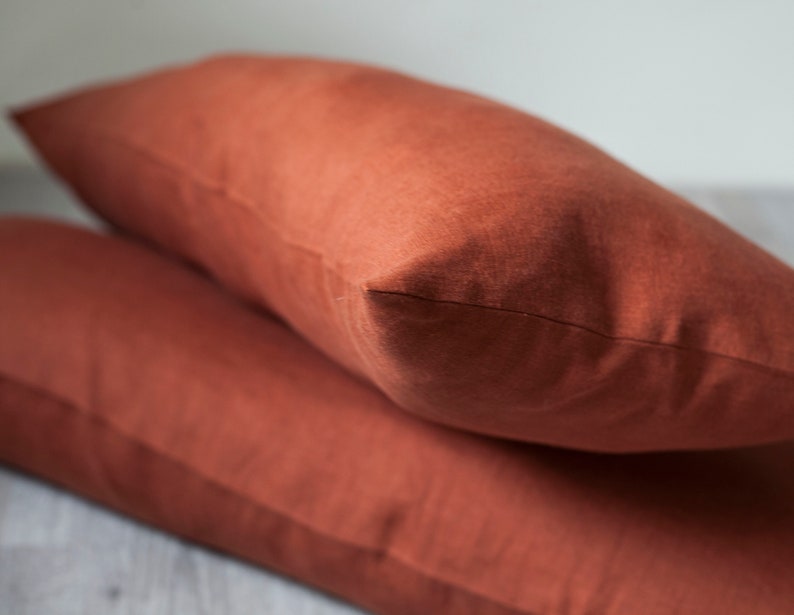 Long orange lumbar pillow covers set of 2, burnt orange lumbar pillows set with inserts or without, with pillow in image 8