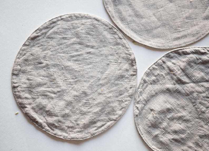 Round Placemats Black Linen Placemat Set Cloth Round Etsy