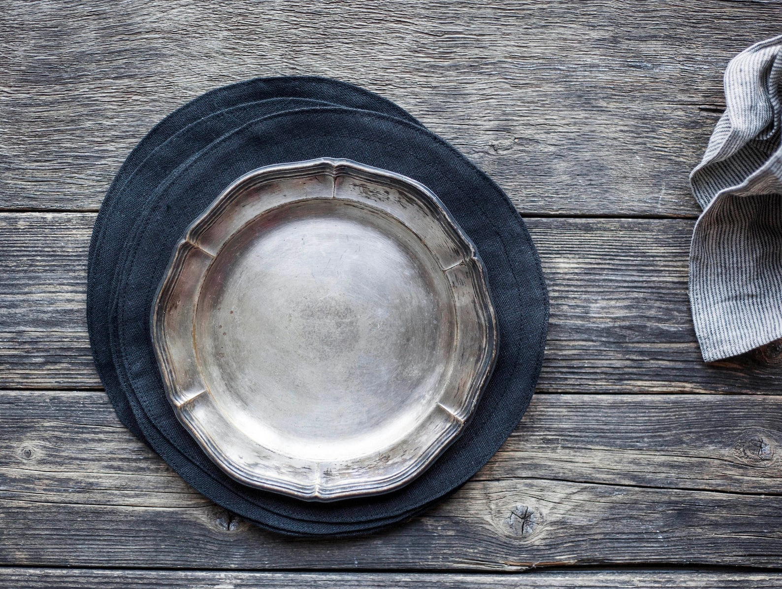 Round Placemats Black Linen Placemat Set Cloth Round Etsy