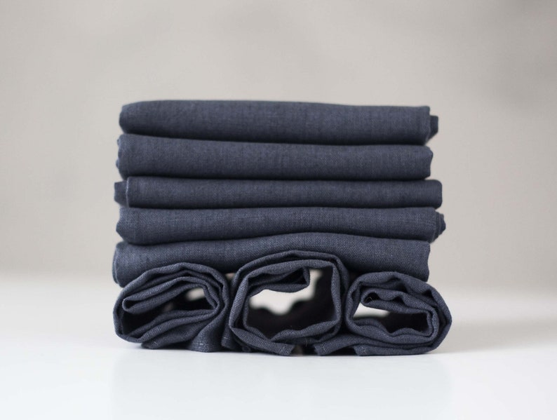Dark Gray Linen Napkins Stonewashed Napkins Bulk Many Colors Etsy