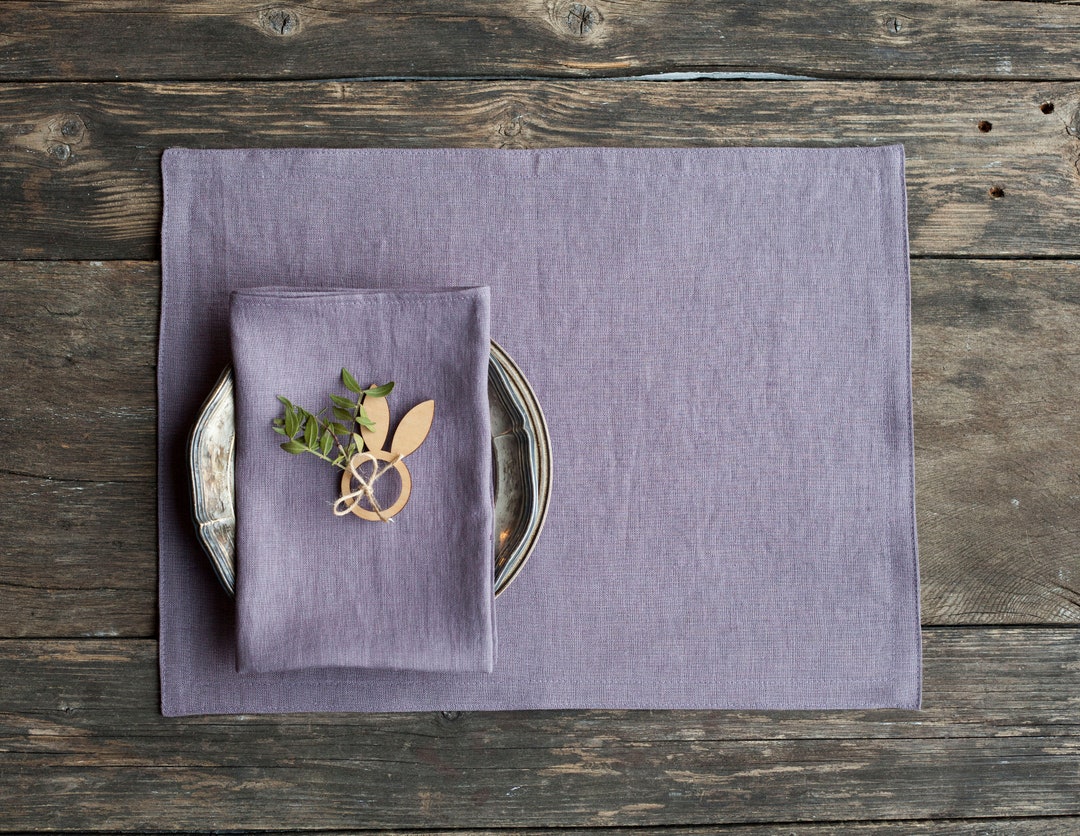 Purple Linen Placemats, Various Colors Available, Linen Placemat Set