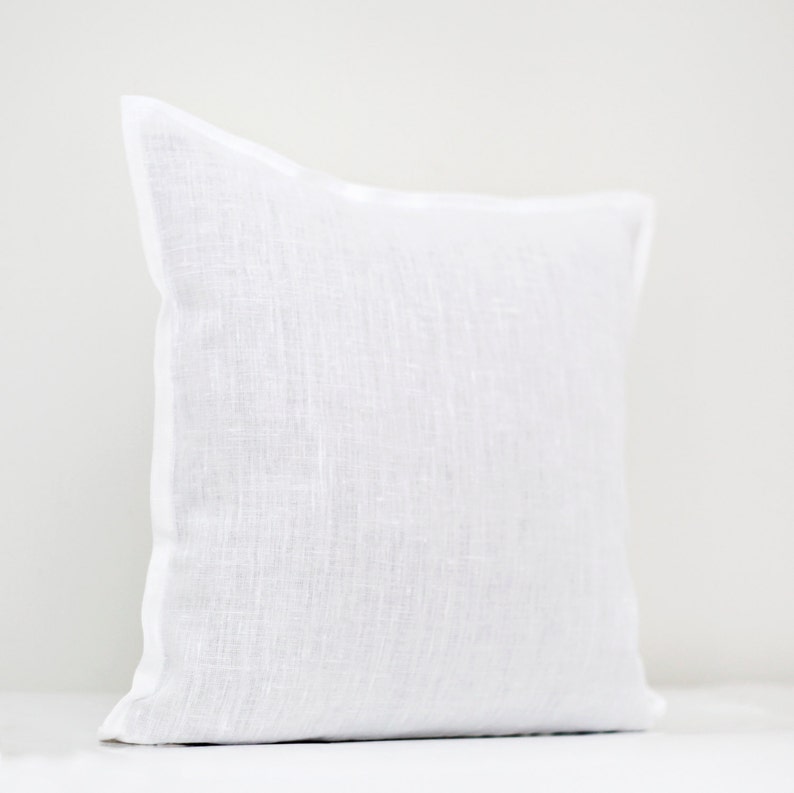 White euro pillow cover rustic bedding throw pillow covers 0036 linen pillow case linen pillow shams linen bedding white pillow shams