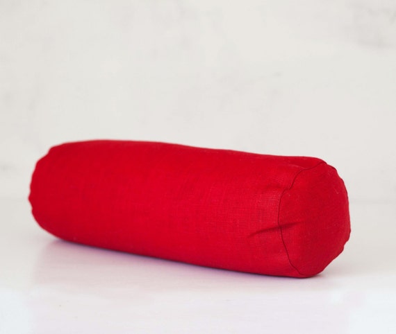 Red neckroll pillow Linen bolster Cover Buckwheat Cylinder Pillow in 2020