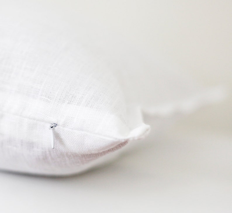 White euro pillow cover rustic bedding throw pillow covers 0036 linen pillow case linen pillow shams linen bedding white pillow shams